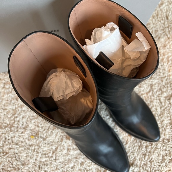 LEGRES Black Leather Block Heel Point Toe Ankle Boots EU 37 - Picture 7 of 10